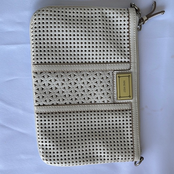 Nine West Cream Perforated Clutch Wristlet - Picture 1 of 6
